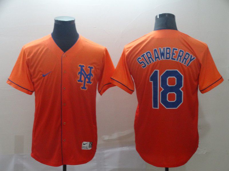 Men New York Mets #18 Strawberry Orange Nike Fade MLB Jersey->miami marlins->MLB Jersey